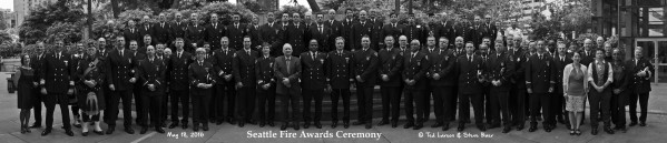 2016  Seattle Fire Department Awards Lunch B&W  by Steve